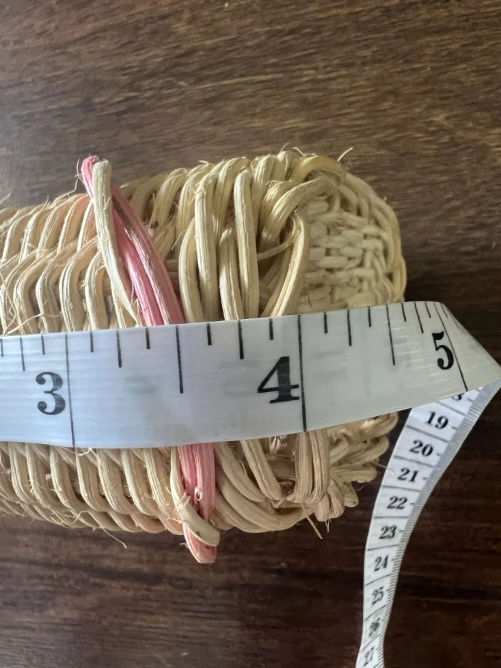 Woven Wicker Rattan Baby Boot Basket Pink Laces Small Decorative